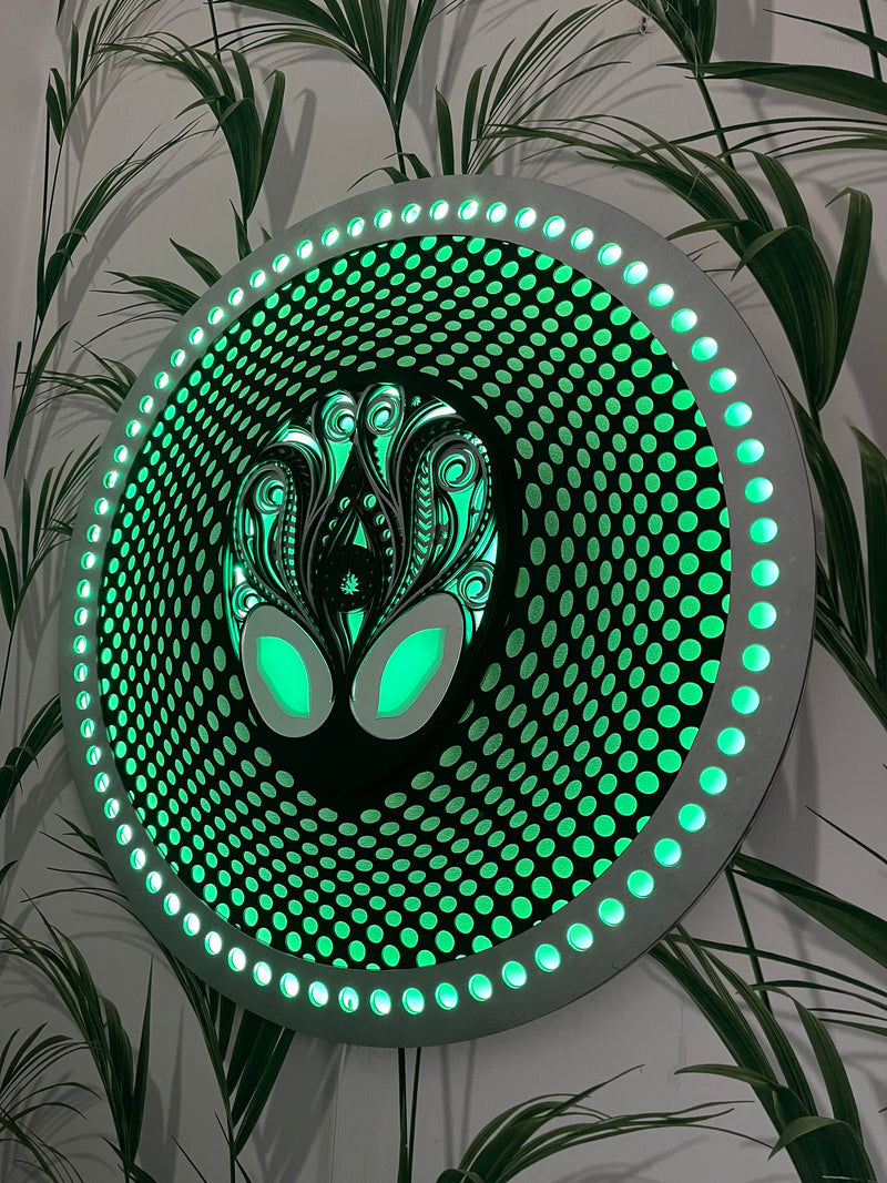 Alien Head Glowing LED Mandala for Gaming Room Decor