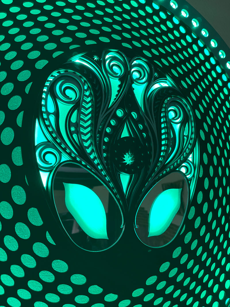 Alien Head Glowing LED Mandala for Gaming Room Decor