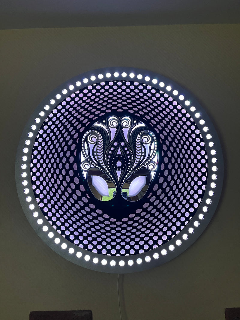 Alien Head Glowing LED Mandala for Gaming Room Decor