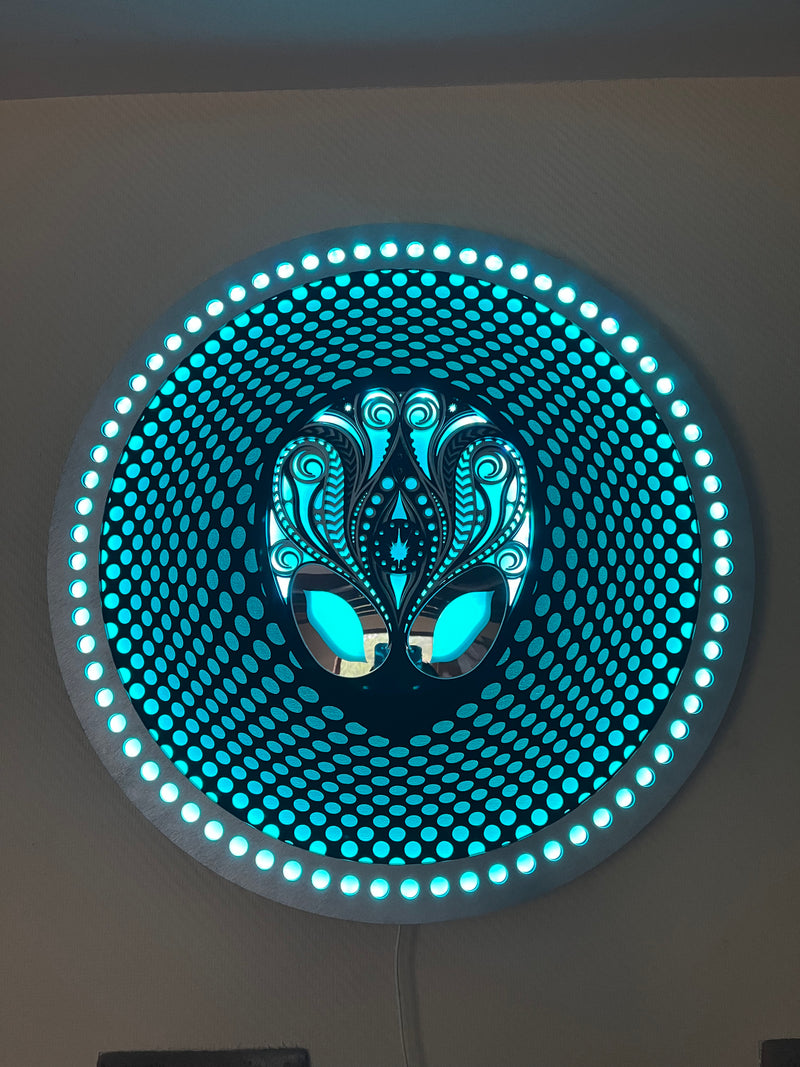 Alien Head Glowing LED Mandala for Gaming Room Decor