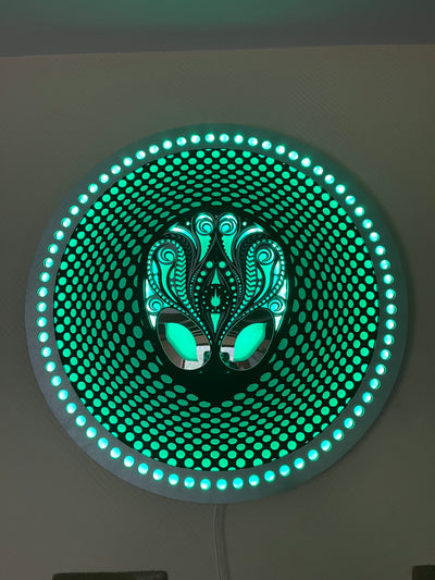 Alien Head Glowing LED Mandala for Gaming Room Decor