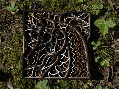 Wooden wall decor horse mandala