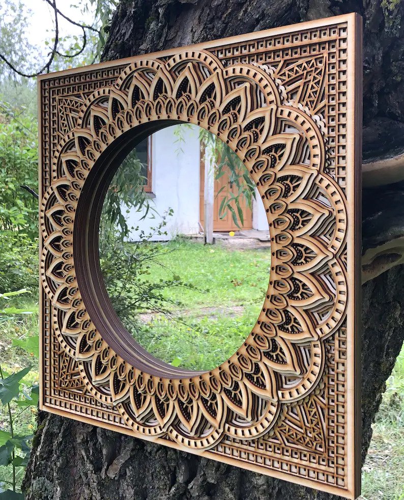 Bohemian Wooden Mirror Mandala