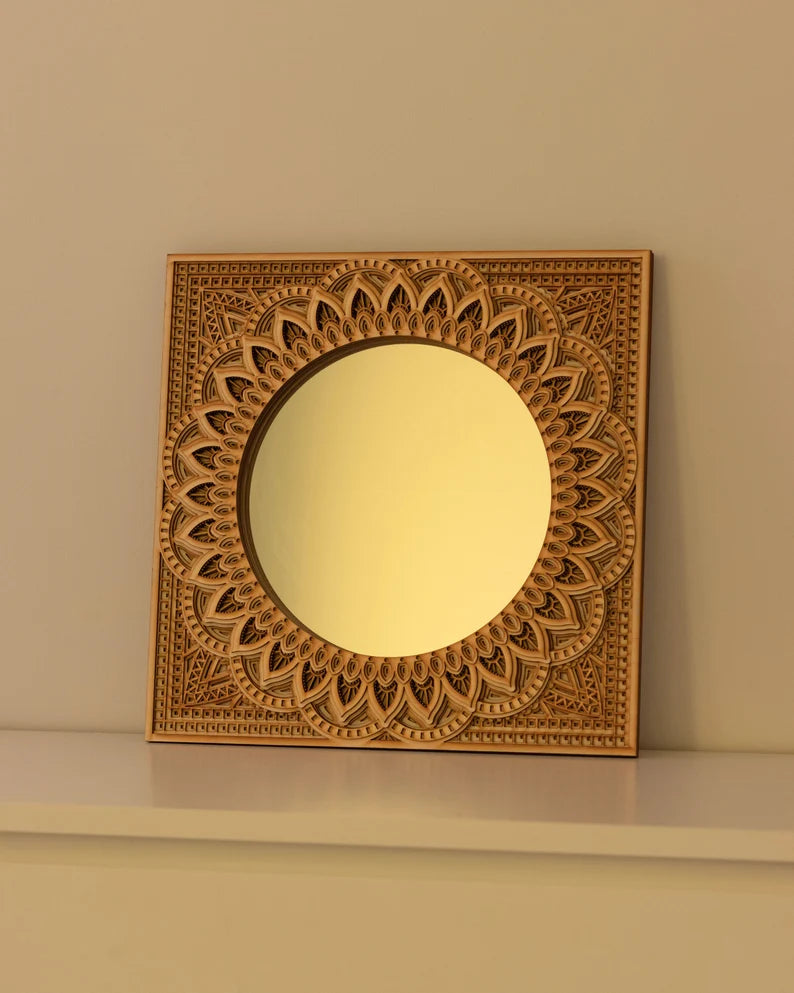 Bohemian Wooden Mirror Mandala